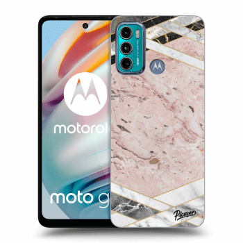 Picasee silikonowe przeźroczyste etui na Motorola Moto G60 - Pink geometry