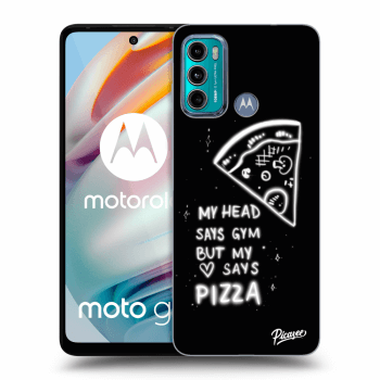 Picasee silikonowe czarne etui na Motorola Moto G60 - Pizza