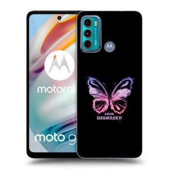 Picasee silikonowe czarne etui na Motorola Moto G60 - Diamanty Purple