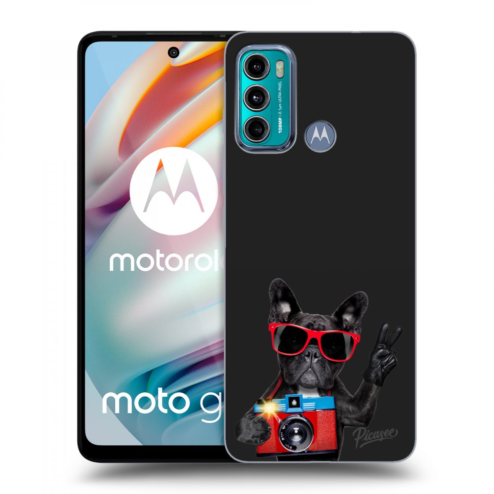 Picasee silikonowe czarne etui na Motorola Moto G60 - French Bulldog