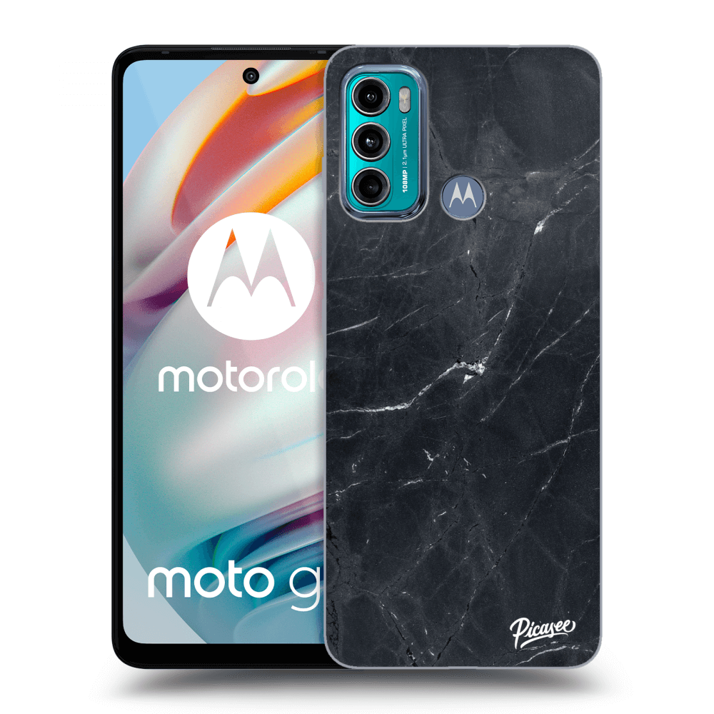 Picasee silikonowe czarne etui na Motorola Moto G60 - Black marble