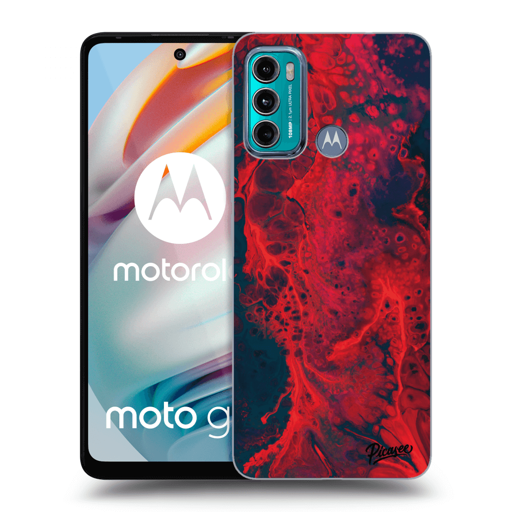 Picasee silikonowe czarne etui na Motorola Moto G60 - Organic red