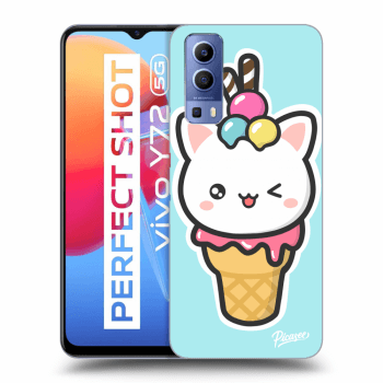 Picasee silikonowe przeźroczyste etui na Vivo Y72 5G - Ice Cream Cat