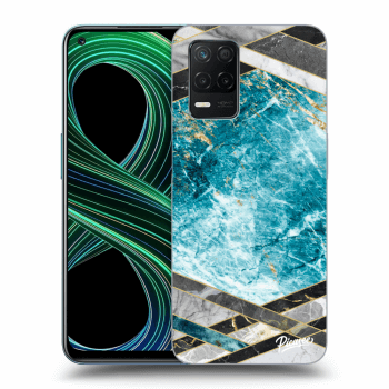 Picasee silikonowe czarne etui na Realme 8 5G - Blue geometry