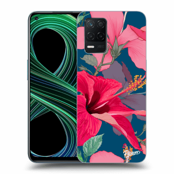 Picasee silikonowe czarne etui na Realme 8 5G - Hibiscus