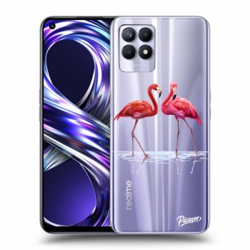 Picasee silikonowe przeźroczyste etui na Realme 8i - Flamingos couple