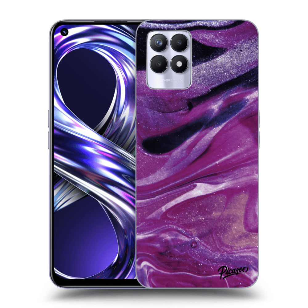 Picasee silikonowe przeźroczyste etui na Realme 8i - Purple glitter