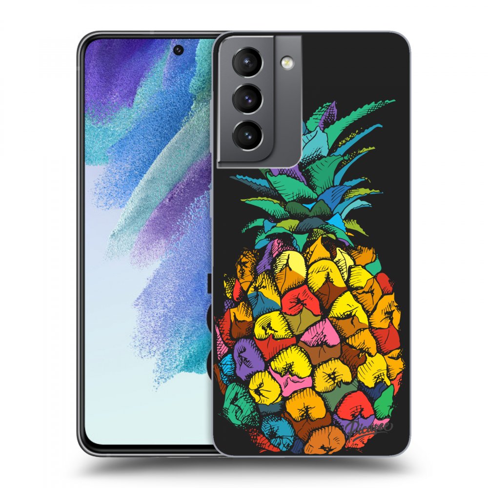 Picasee silikonowe czarne etui na Samsung Galaxy S21 FE 5G - Pineapple