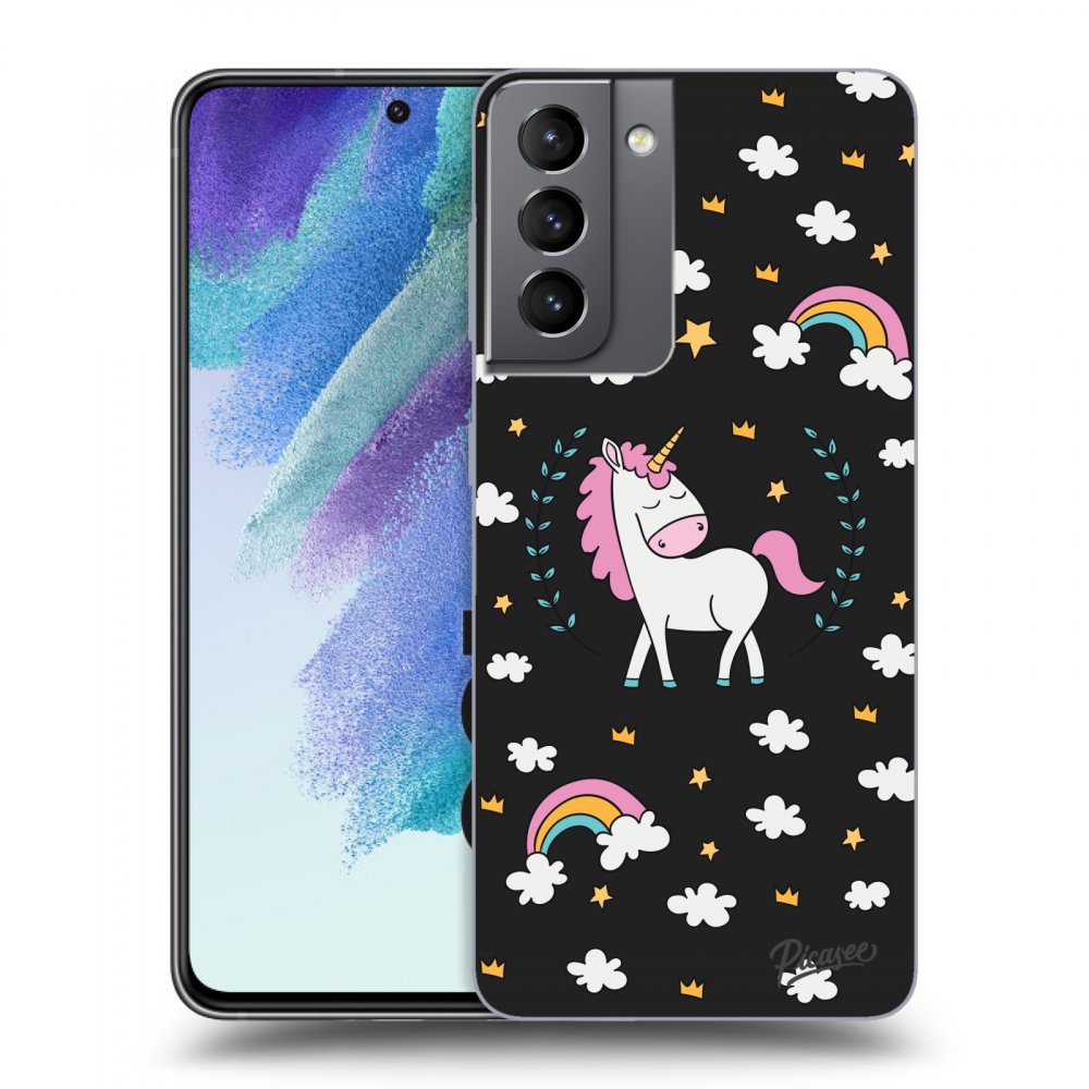 Picasee silikonowe czarne etui na Samsung Galaxy S21 FE 5G - Unicorn star heaven