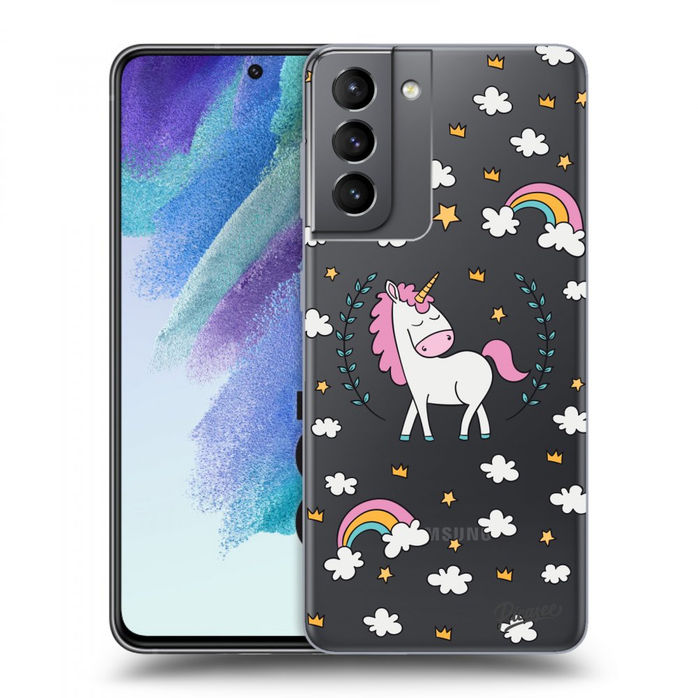 Picasee silikonowe przeźroczyste etui na Samsung Galaxy S21 FE 5G - Unicorn star heaven