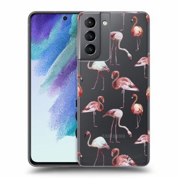 Picasee silikonowe przeźroczyste etui na Samsung Galaxy S21 FE 5G - Flamingos