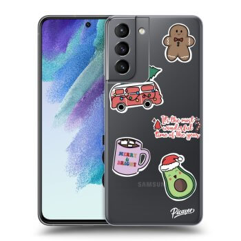 Picasee silikonowe przeźroczyste etui na Samsung Galaxy S21 FE 5G - Christmas Stickers