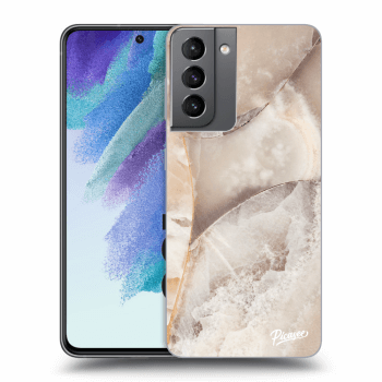 Picasee silikonowe czarne etui na Samsung Galaxy S21 FE 5G - Cream marble