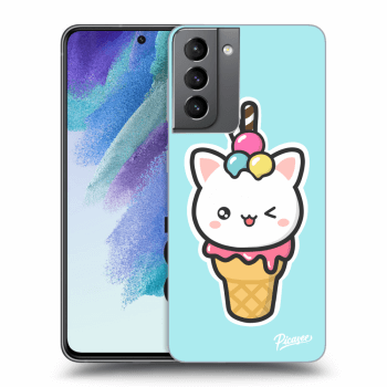 Picasee silikonowe przeźroczyste etui na Samsung Galaxy S21 FE 5G - Ice Cream Cat
