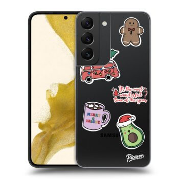 Picasee silikonowe przeźroczyste etui na Samsung Galaxy S22 5G - Christmas Stickers