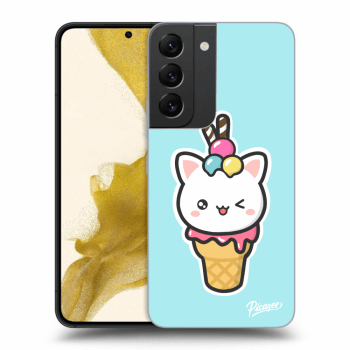 Picasee silikonowe przeźroczyste etui na Samsung Galaxy S22 5G - Ice Cream Cat