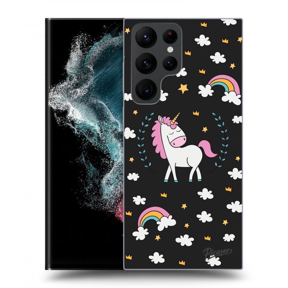 Picasee silikonowe czarne etui na Samsung Galaxy S22 Ultra 5G - Unicorn star heaven