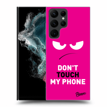 Picasee silikonowe czarne etui na Samsung Galaxy S22 Ultra 5G - Angry Eyes - Pink