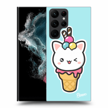 Picasee silikonowe czarne etui na Samsung Galaxy S22 Ultra 5G - Ice Cream Cat