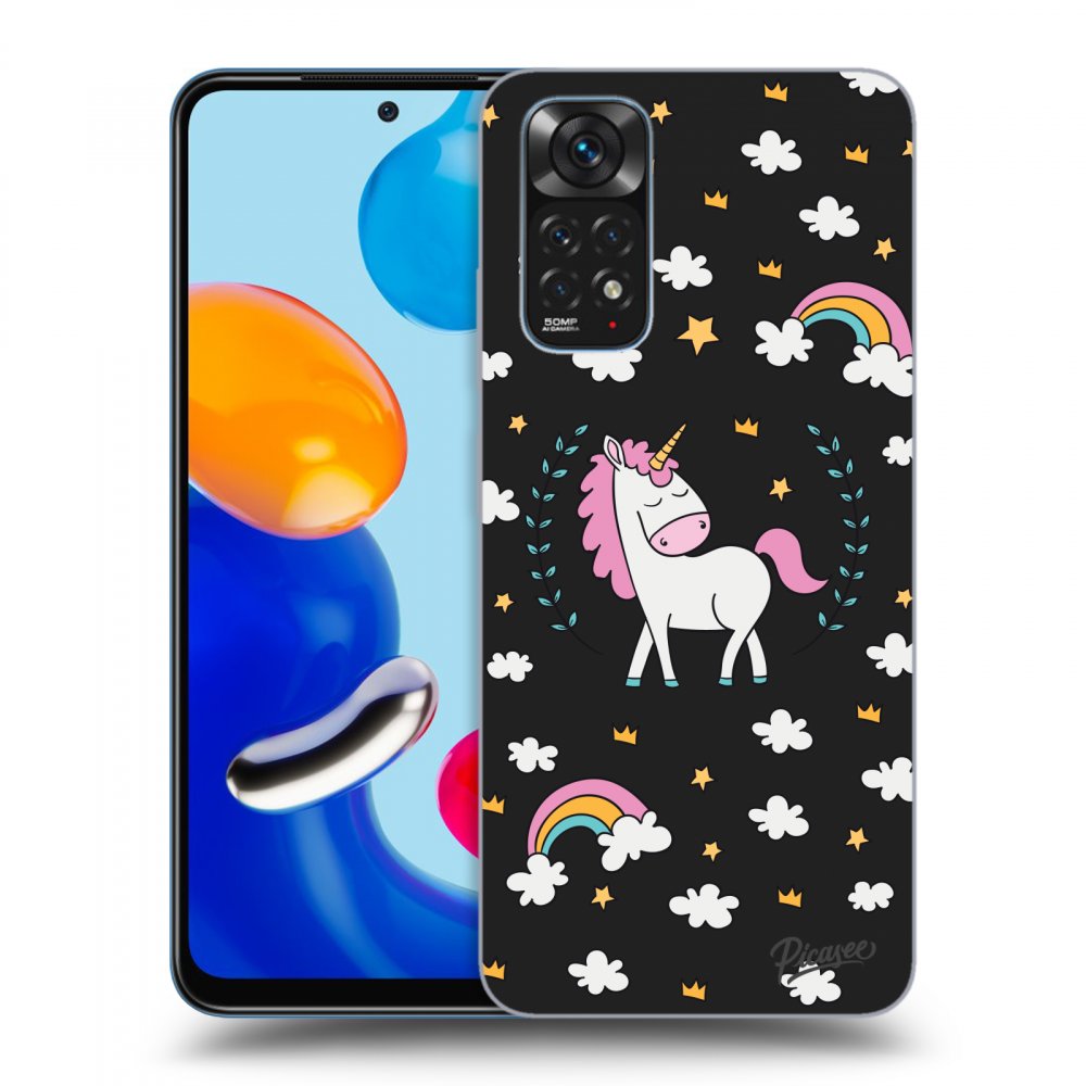 Picasee silikonowe czarne etui na Xiaomi Redmi Note 11S 4G - Unicorn star heaven