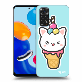 Picasee silikonowe czarne etui na Xiaomi Redmi Note 11S 4G - Ice Cream Cat
