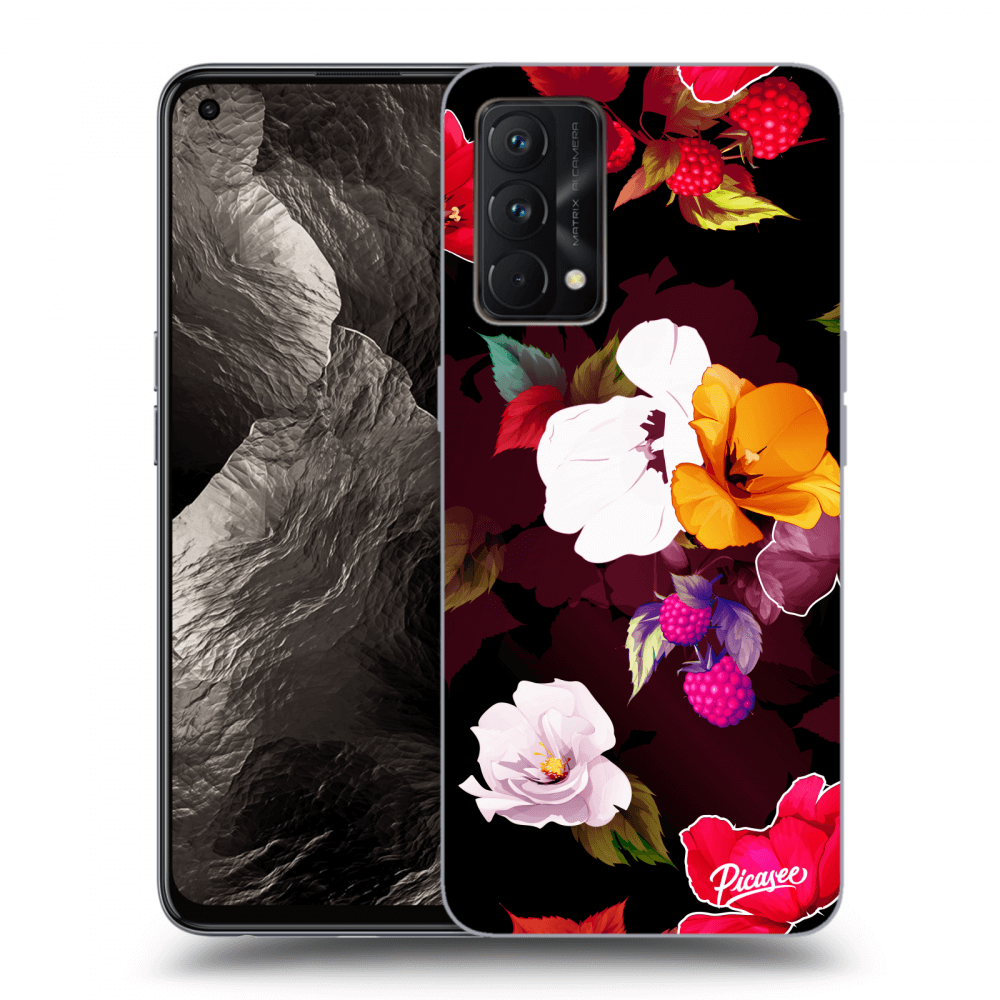 Picasee silikonowe czarne etui na Realme GT Master Edition 5G - Flowers and Berries