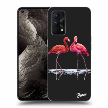 Picasee silikonowe czarne etui na Realme GT Master Edition 5G - Flamingos couple