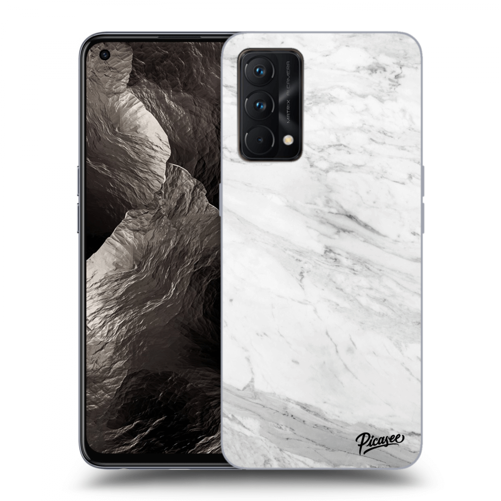 Picasee silikonowe czarne etui na Realme GT Master Edition 5G - White marble