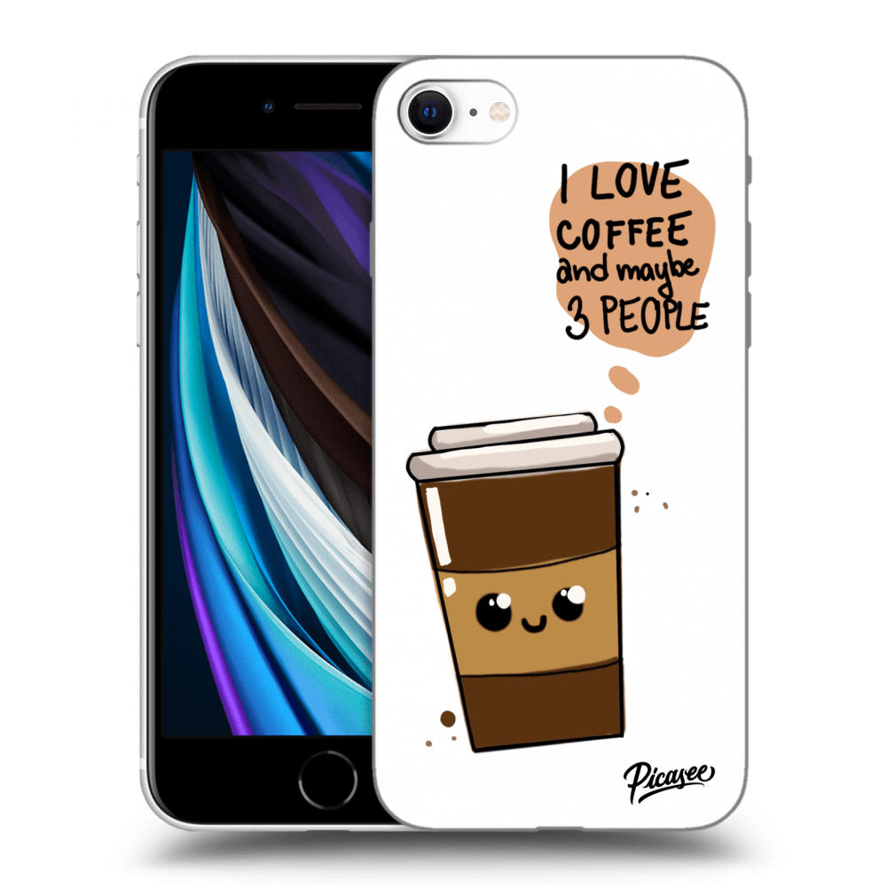 Picasee silikonowe czarne etui na Apple iPhone SE 2022 - Cute coffee