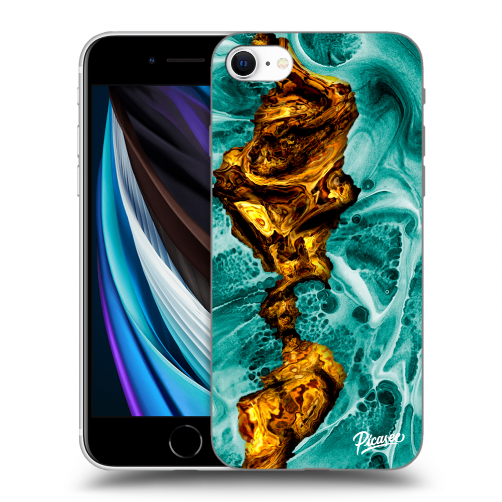 Picasee silikonowe przeźroczyste etui na Apple iPhone SE 2022 - Goldsky