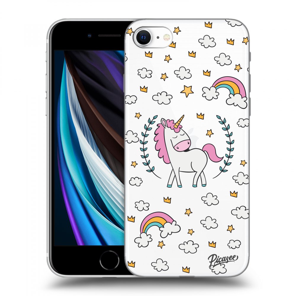 Picasee silikonowe przeźroczyste etui na Apple iPhone SE 2022 - Unicorn star heaven