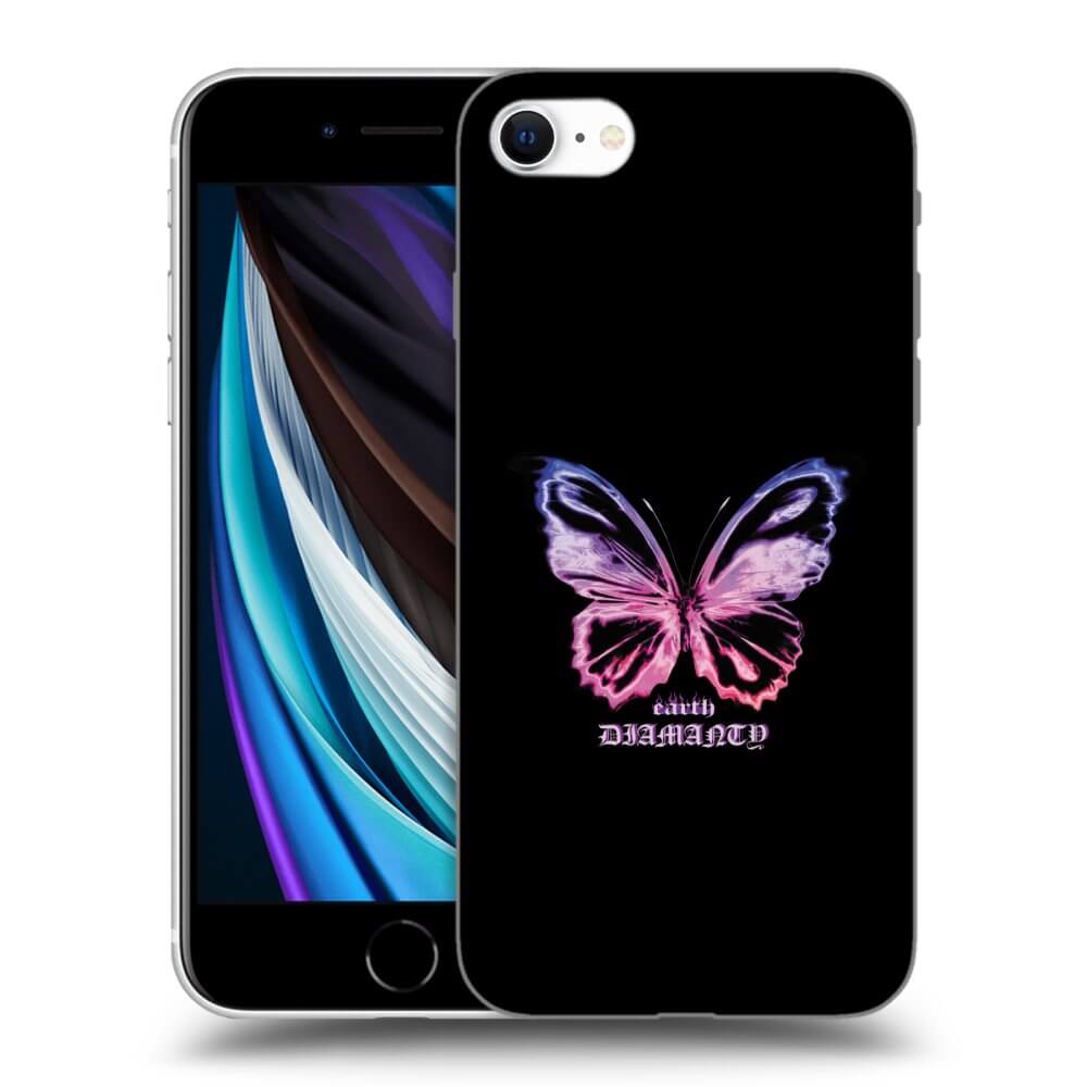 Picasee silikonowe czarne etui na Apple iPhone SE 2022 - Diamanty Purple