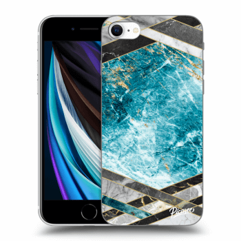 Picasee silikonowe czarne etui na Apple iPhone SE 2022 - Blue geometry