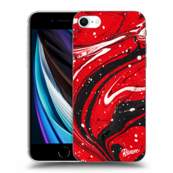 Picasee silikonowe przeźroczyste etui na Apple iPhone SE 2022 - Red black
