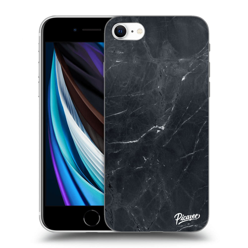 Picasee silikonowe przeźroczyste etui na Apple iPhone SE 2022 - Black marble