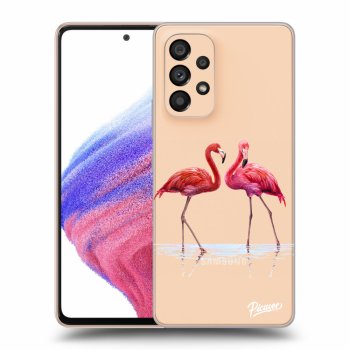 Picasee silikonowe przeźroczyste etui na Samsung Galaxy A53 5G - Flamingos couple