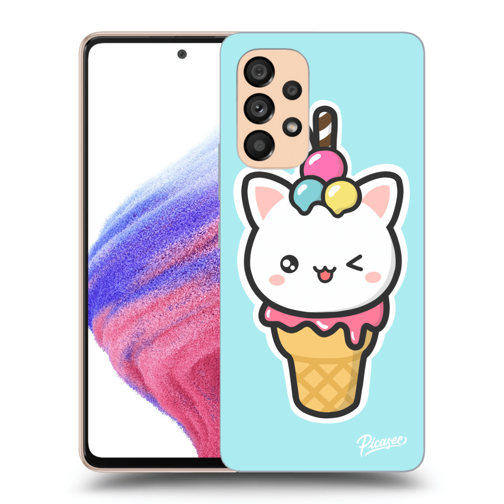 Picasee silikonowe przeźroczyste etui na Samsung Galaxy A53 5G - Ice Cream Cat