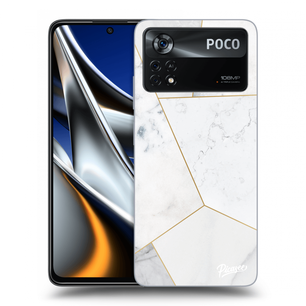 Picasee silikonowe czarne etui na Xiaomi Poco X4 Pro 5G - White tile