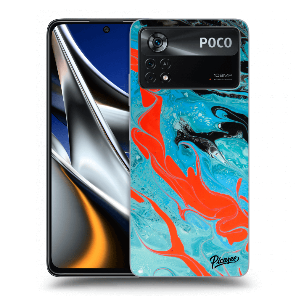 Picasee silikonowe czarne etui na Xiaomi Poco X4 Pro 5G - Blue Magma