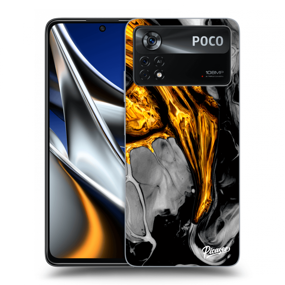 Picasee silikonowe przeźroczyste etui na Xiaomi Poco X4 Pro 5G - Black Gold