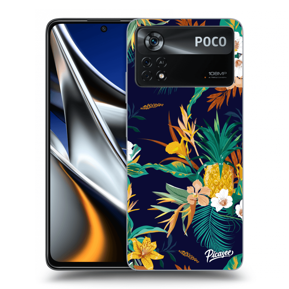 Picasee silikonowe czarne etui na Xiaomi Poco X4 Pro 5G - Pineapple Color