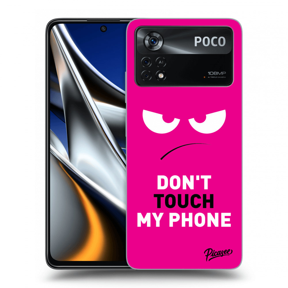 Picasee silikonowe czarne etui na Xiaomi Poco X4 Pro 5G - Angry Eyes - Pink