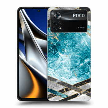 Picasee silikonowe czarne etui na Xiaomi Poco X4 Pro 5G - Blue geometry