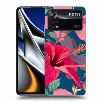 Picasee silikonowe czarne etui na Xiaomi Poco X4 Pro 5G - Hibiscus