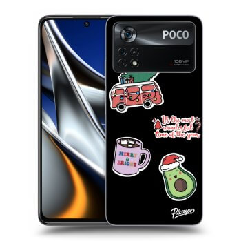 Picasee silikonowe czarne etui na Xiaomi Poco X4 Pro 5G - Christmas Stickers