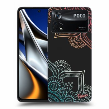 Picasee silikonowe czarne etui na Xiaomi Poco X4 Pro 5G - Flowers pattern