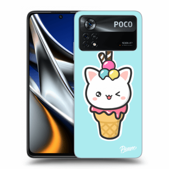 Picasee silikonowe czarne etui na Xiaomi Poco X4 Pro 5G - Ice Cream Cat
