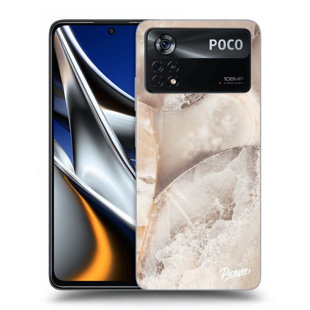 Picasee silikonowe przeźroczyste etui na Xiaomi Poco X4 Pro 5G - Cream marble