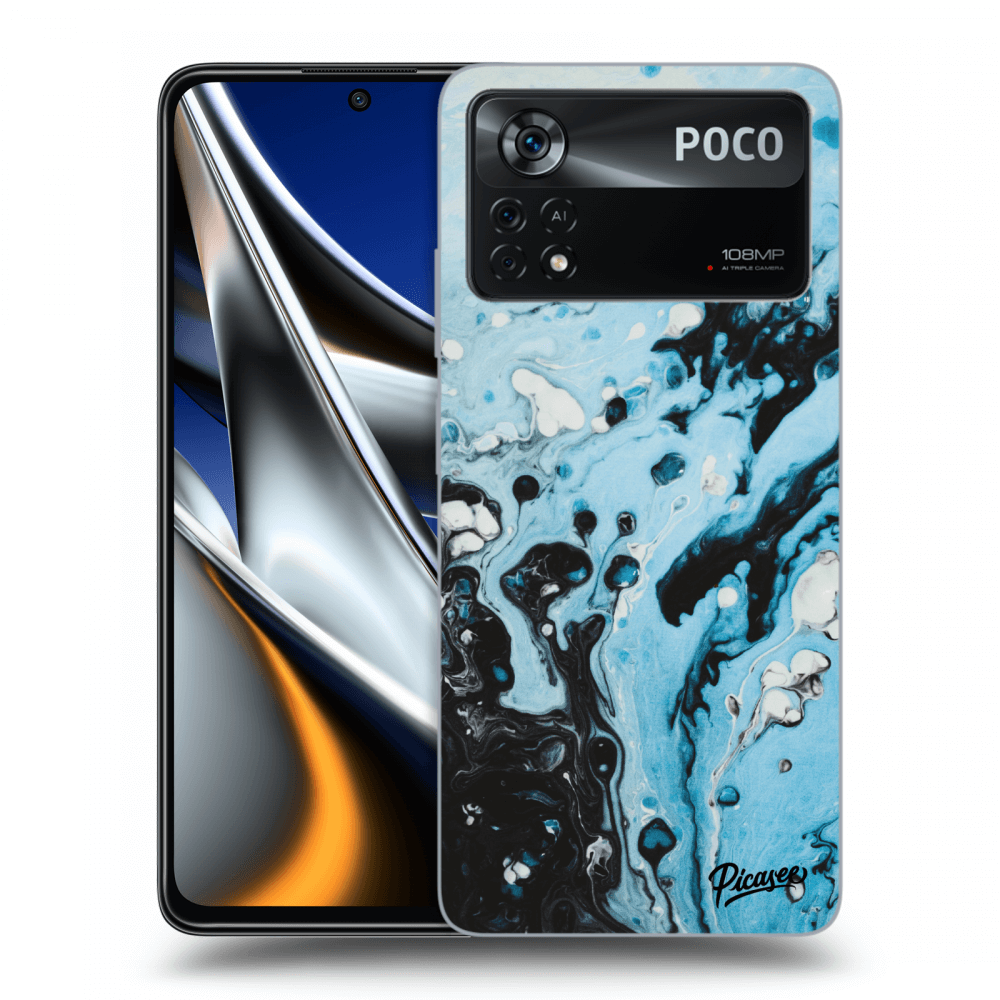 Picasee silikonowe czarne etui na Xiaomi Poco X4 Pro 5G - Organic blue