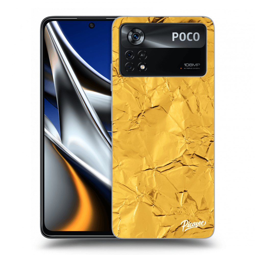 Picasee silikonowe czarne etui na Xiaomi Poco X4 Pro 5G - Gold